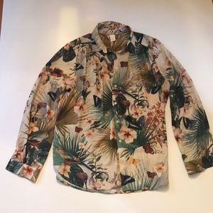 H&M Butterflies & Birds Printed Long sleeve Blouse